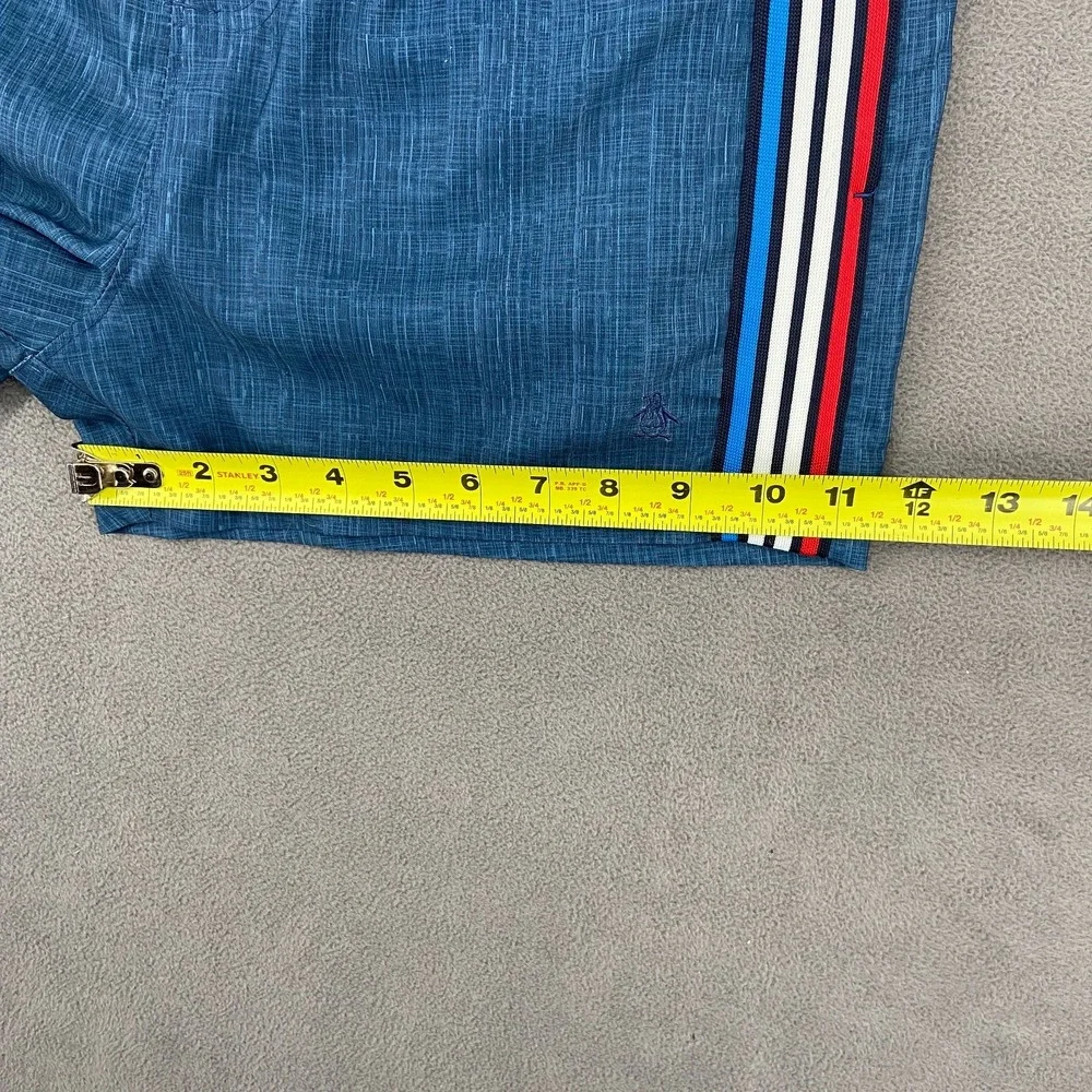Original Penguin By Munsingwear Board Shorts Men 31 Blue Side Stripes Mesh Lined